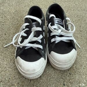 Adidas Kids Black and White Lace-Up Sneakers